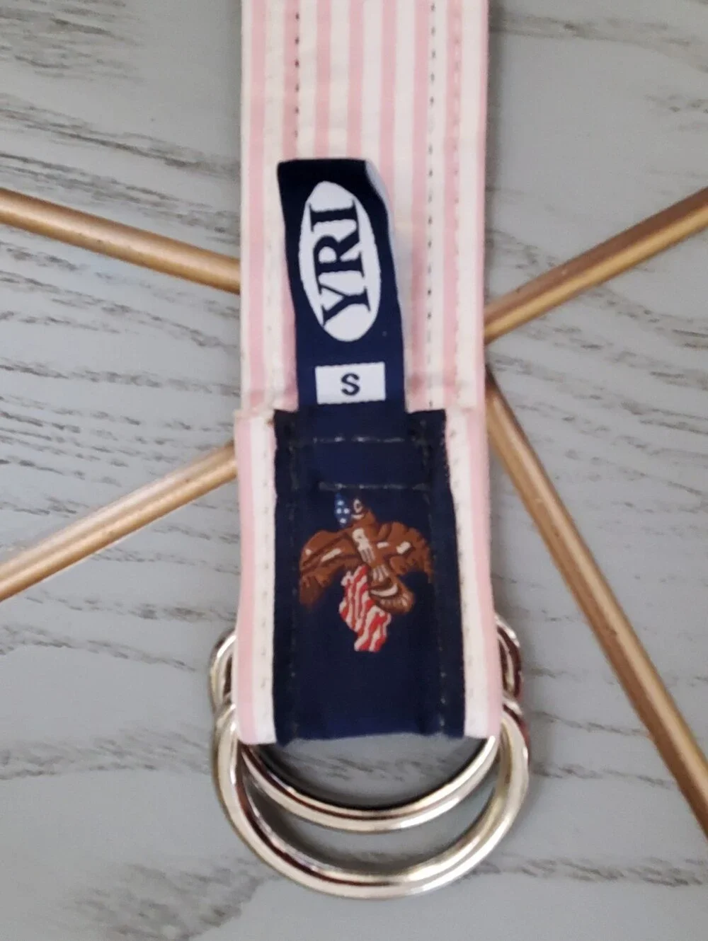 Ford Colony Country Club Navy and Pink Ribbon Golf Unisex Belt. Small.